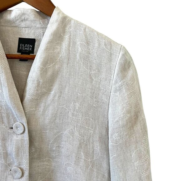 Eileen Fisher Linen Button Front Long Jacket In Tan Size SP - Picture 4 of 14